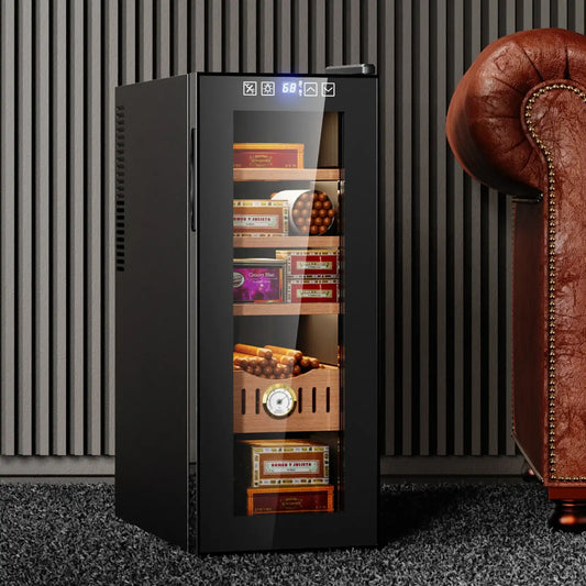 35L Electric Humidor Cabinet – 250 Count Cigar Storage with Cooling Temperature Control, Electric Cigar Fridge