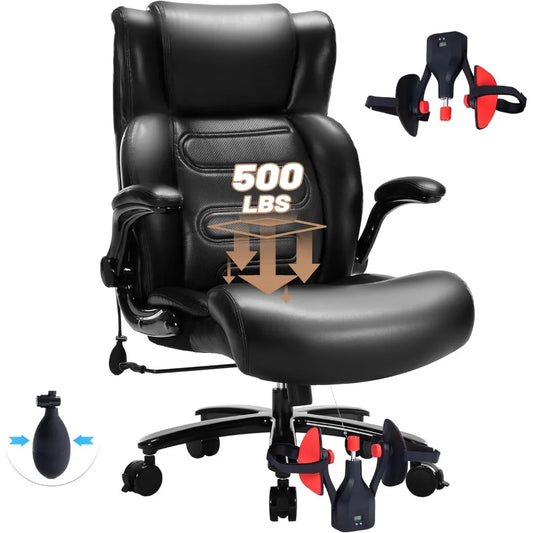 💺 Executive High-Back Desk Chair – Big & Tall Office Chair with Thigh Exerciser & Adjustable Lumbar Support