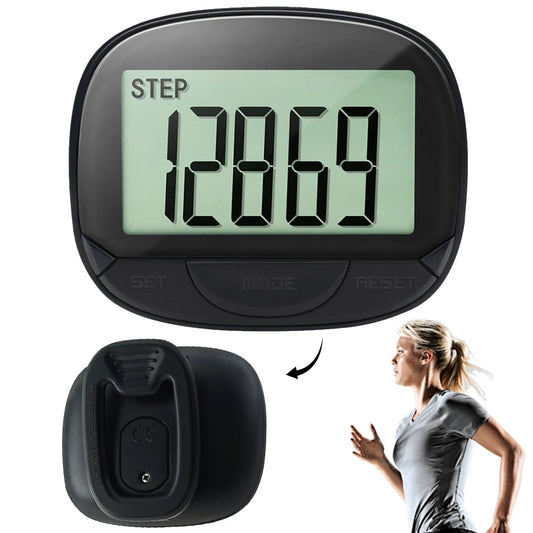 Clip-On Pedometer – Digital Step Tracker with Large Screen, Multi-Functional Step Counter for Adults, Seniors & Walking Pets