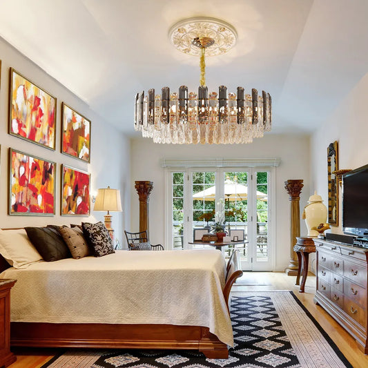 Luvodi 80cm Round Crystal Chandelier – Super Bright Pendant Ceiling Light for Home & Hotel Décor