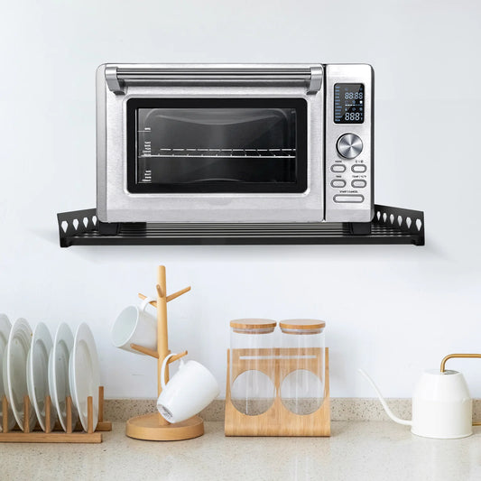 Wall-Mounted Stainless Steel Microwave Oven Rack – 7-Tube Design, Heavy-Duty Kitchen Shelf