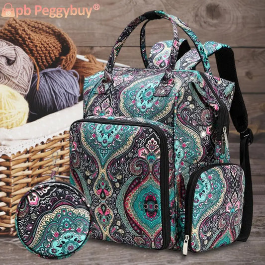 Nylon Knitting & Crochet Yarn Organizer Bag – Portable Lightweight Craft Tote | Wear-Resistant Sewing & Hook Storage with USB Port