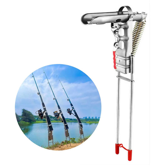 Stainless Steel Automatic Fishing Rod Holder – Spring Loaded Stand Bracket for All Rods 35×17cm 🎣✨