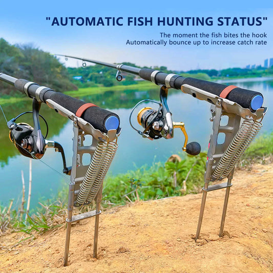 Stainless Steel Automatic Fishing Rod Holder – Spring Loaded Stand Bracket for All Rods 35×17cm 🎣✨