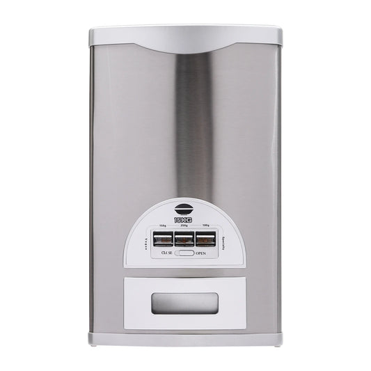 Stainless Steel Rice Storage Container & Dispenser – Large Capacity Grain Keeper (30.5 × 22 × 50 cm)
