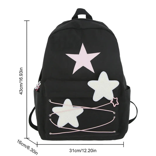 Korean Y2K Star Aesthetic Backpack for Women – Large Capacity Multi-Pocket School, Travel & Daily Use Bag
