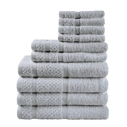 10-Piece Grey Towel Set – Ultra Soft, Durable & Absorbent Bath Towels for Home, Spa & Travel 🛁✨
