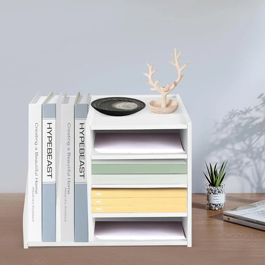 📂 Desktop File Holder Organizer – White PVC Desk File Organizer & Mail Sorter for Office, Home & School