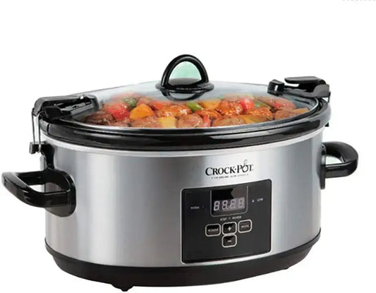 Programmable 7 Qt Cook & Carry Slow Cooker – Large Capacity Digital Timer, Locking Travel-Proof Lid
