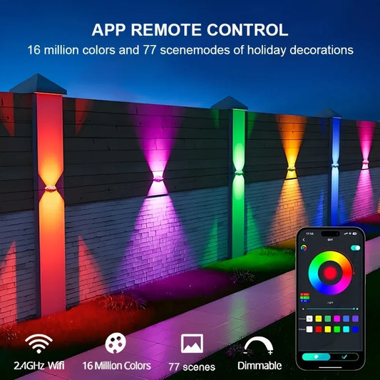 Smart LED Outdoor Lights – App Controlled RGB Gradient Garden & Landscape Lighting with Remote