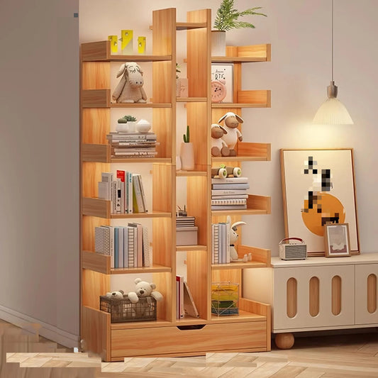 Multi-Layer Tall Floor Bookshelf – Narrow Storage Rack with 6+ Compartments & Floor-Standing Cabinets for Living Room