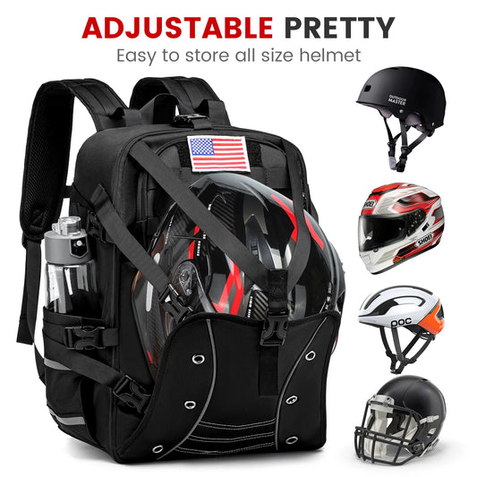 Motorcycle Helmet Backpack – Large-Capacity Waterproof Riding Bag with Helmet Holder for Cycling, Travel & Motorbike Gear