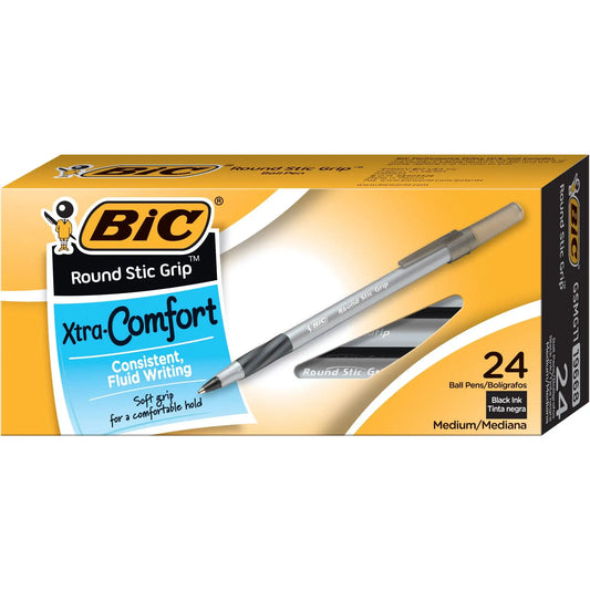 BIC Xtra Comfort Ballpoint Pens – 24-Pack Medium Point (1.2 mm) Smooth Black Ink ✍️