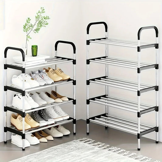5-Tier Stainless Steel Stackable Shoe Rack – Adjustable Shoe Organizer for Closet & Entryway