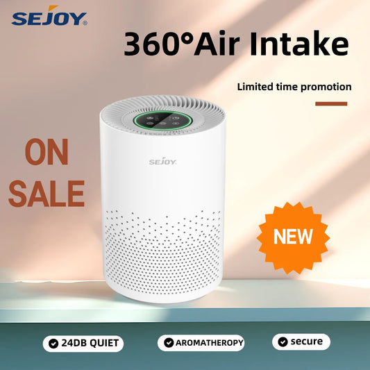 SEJOY Air Purifier – H13 HEPA Filter, 22 dB Sleep Mode & 360° Air Intake for Home & Bedroom