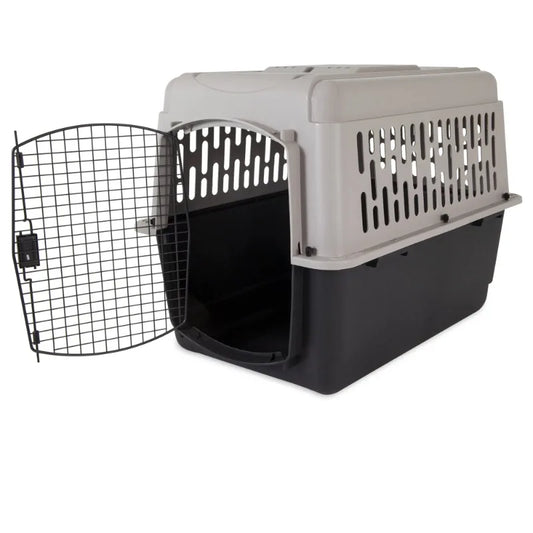 Vibrant Life Medium Pet Kennel (36") – Plastic Travel Dog Crate & Carrier for Pets 50–70 lbs (Grey)