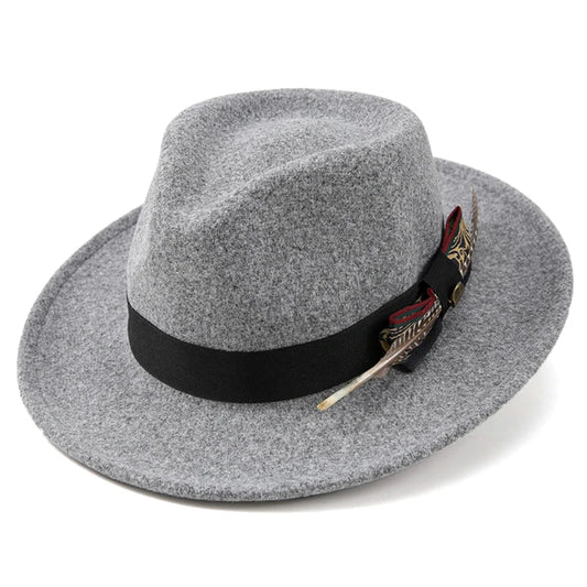 Unisex Classic Fedora Hat – Vintage Panama-Style Felt with Stylish Feather Detail for Summer Events & Jazz Festivals