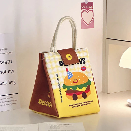 Cute Cartoon Insulated Lunch Bag – Waterproof Thermal Breakfast Organizer for Kids & Travel