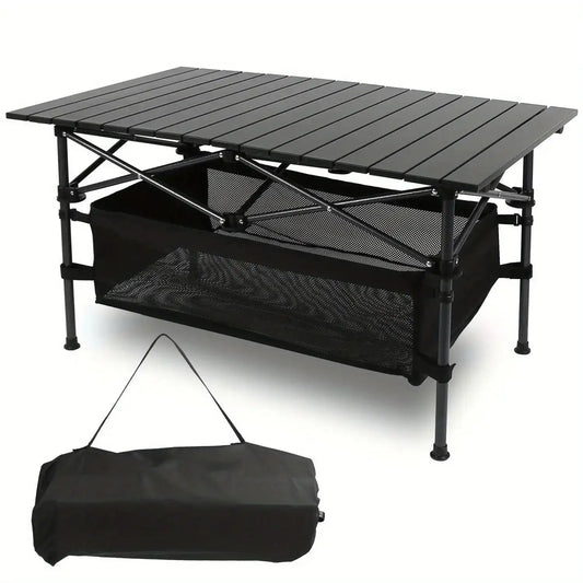 Portable Folding Aluminum Roll-Up Camping Table with Carry Bag – Lightweight Indoor/Outdoor Table for Backyard, BBQ & Travel