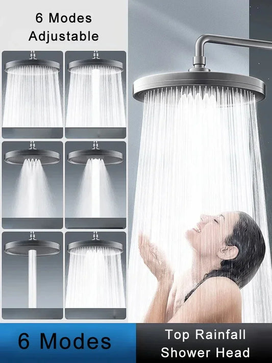 230 mm Big Panel Showerhead – 6 Mode High-Pressure Rainfall Top Shower Head