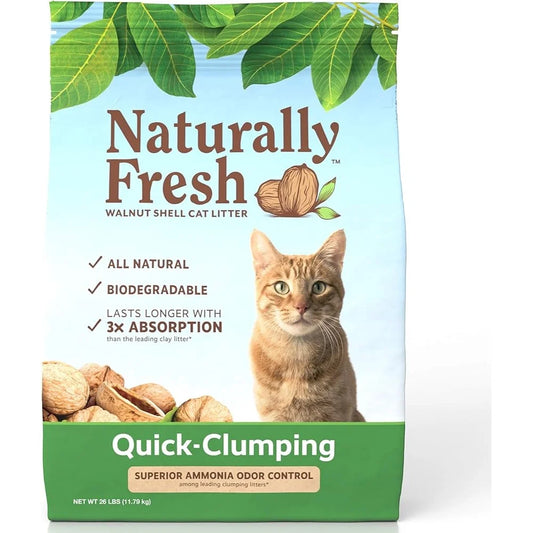 Walnut Shell Cat Litter – 26lb Unscented Natural Litter, Super Absorbent, Low-Tracking, Easy Scooping, Eco-Friendly Formula