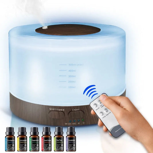 550ml Ultrasonic Essential Oil Diffuser – 7-Color LED Night Light & Cool Mist Humidifier for Home & Bedroom 🌙💧