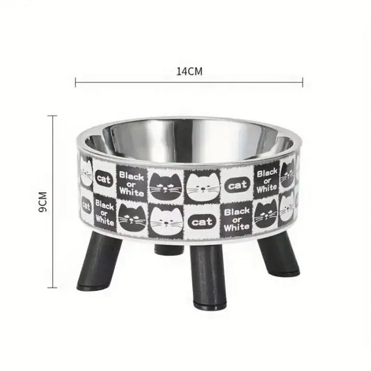 Elevated Stainless Steel Cat Bowl – Neck-Protection Design with Anti-Slip Base