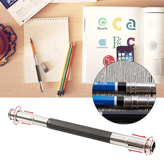 Dual-Headed Adjustable Wooden Pencil Extender Holder for Sketching, School & Office Use
