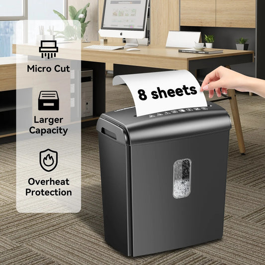 Deli 8-Sheet Micro-Cut Paper Shredder – P-4 High Security for Home & Office