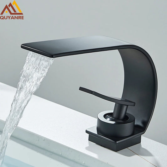 Waterfall Bathroom Sink Faucet – Single-Handle Hot & Cold Mixer Tap