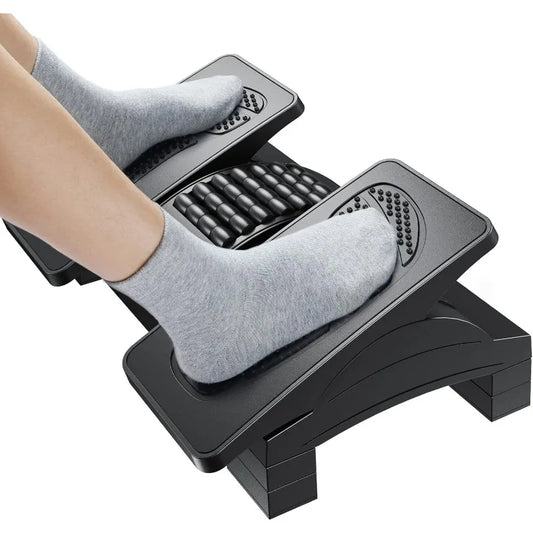 🦶 Adjustable Ergonomic Foot Rest Under Desk – Massage Texture & Roller Support for Office Work or Gaming