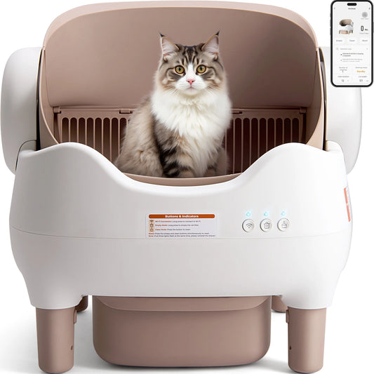 Self-Cleaning Automatic Cat Litter Box – App Control, Large Waste Bin, Open-Top Odor-Free Smart Litter Solution for Multi-Cat Homes