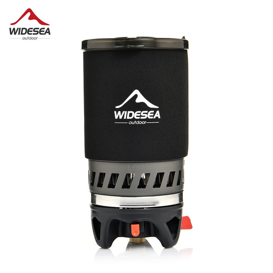 Widesea Camping Cooking System – Portable Gas Stove with Heat Exchanger, Coffee Pot, Cup & Cookware Set 🔥☕