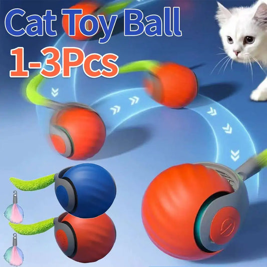 Automatic Moving Cat Toy Ball – Smart Interactive Toy with 2-Speed Adjustment & Replacement Tail, 1–3PCS Set
