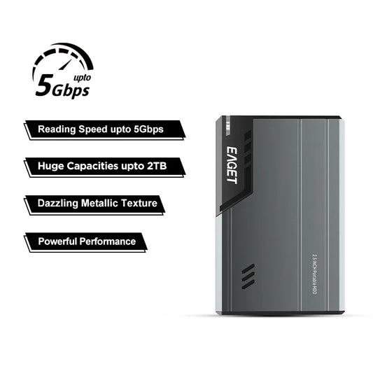 Eaget 2.5″ Portable External Hard Drive – 500GB/1TB USB 3.0 HDD for Desktop, Laptop, Mac, Gaming Consoles & PS5