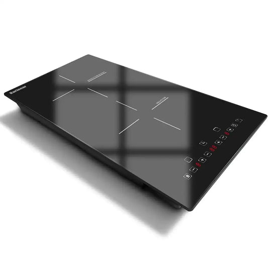 Karinear 29 cm 2-Burner Drop-In Induction Hob – Black Ceramic Glass with Booster, Timer & Safety Lock