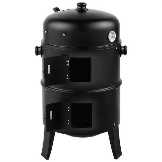 “80×41×48cm Iron Smoker Charcoal Grill – Heavy-Duty Black Carbon BBQ for Outdoor Cooking & Smoking”