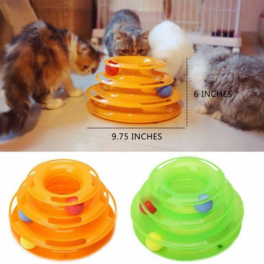 Pet Cat Crazy Ball Disk – Trilaminar Interactive Plate Toy with Rolling Balls for Indoor Cats, Fun Play & Exercise