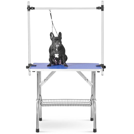 Professional Stainless Steel Folding Grooming Table – Heavy-Duty Dog Grooming Station with Adjustable Arm & Non-Slip Surface