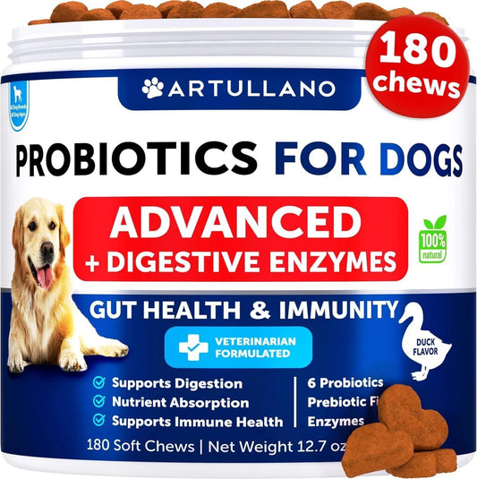 Probiotics for Dogs – Digestive Enzymes & Prebiotics for Gut Health, Allergy Relief, Yeast Balance & Immunity
