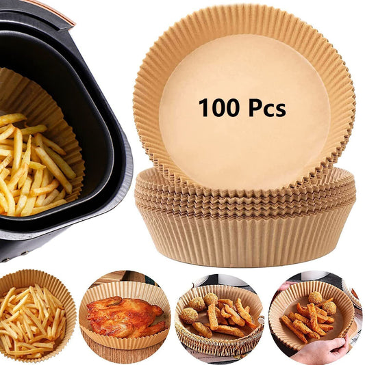 200-Pack Air Fryer Disposable Paper Liners – 6.3" Round, Non-Stick, Oil-Proof, Heat Resistant Parchment Papers