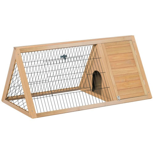 Wooden A-Frame Outdoor Rabbit Cage – Small Animal Hutch with Ramp, Weather-Resistant Roof & Secure Enclosure for Rabbits & Guinea Pigs