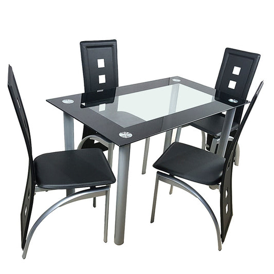 4PCS PU Leather Dining Chairs 🍷 Modern Long-Backrest Set – Square Hollow Design for Home & Dining Room