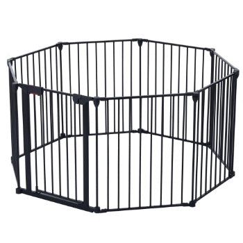 200" Adjustable Safety Gate – 8-Panel Metal Play Yard & Door Gate, Configurable Freestanding Barrier for Stairs, Fireplaces, Pets & Christmas Trees