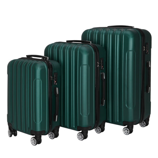 Vertical Pattern 3-in-1 Hard Shell Suitcase Set with Aluminum Alloy Handle & Spinner Wheels