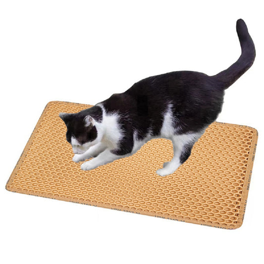 Double-Layer Rice-Shaped Cat Litter Pad – Waterproof EVA Non-Slip Mat for Cats, Easy Cleaning & Mess Prevention