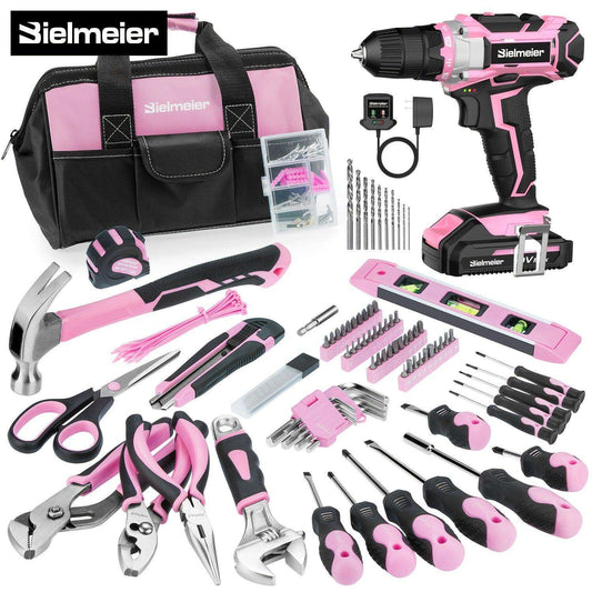 Bielmeier 20V Pink Cordless Drill & 236-Piece Tool Kit with Bag - PulinGO
