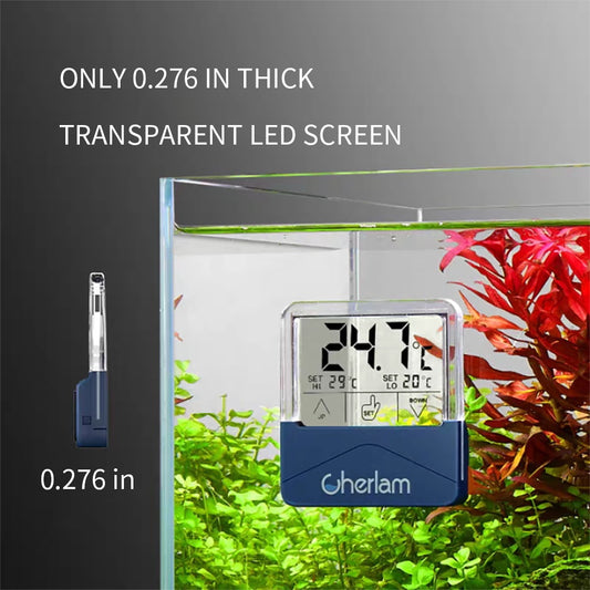 Cherlam LCD Thermometer – Digital Aquarium Temperature Monitor, Accurate Water Temperature Display for Fish Tanks