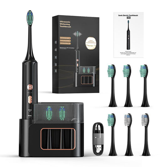 AquaSonic Black Series Electric Toothbrush - ADA Accepted Whitening Toothbrush with 8 Brush Heads & Travel Case