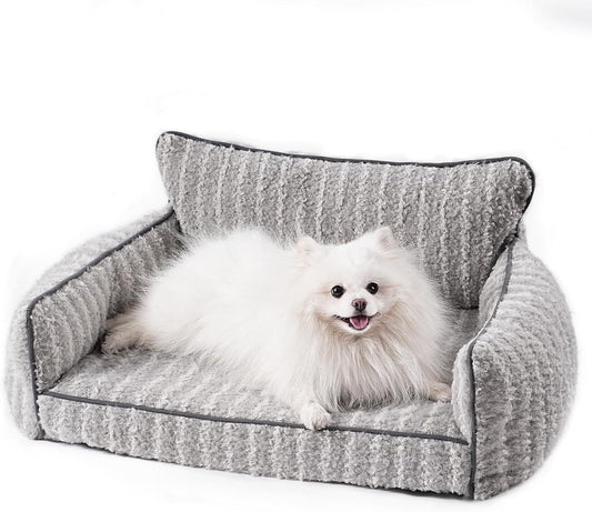 Mewoofun Orthopedic Pet Sofa – Large Grey Supportive Couch with Removable Washable Cover & Non-Slip Bottom for Dogs